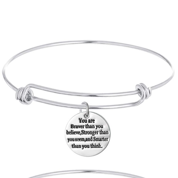 BRAVER Bracelet Silver Color Stainless Steel Expandable Adjustable Bangle NEW - Picture 1 of 8